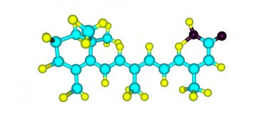 İzotretinoin moleküler yapısı üzerinde beyaz izole