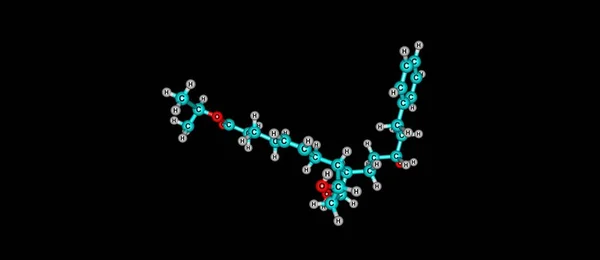 拉坦前列素分子结构上黑色孤立 — 图库照片