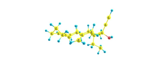 Desogestrel moleküler yapısı üzerinde beyaz izole — Stok fotoğraf