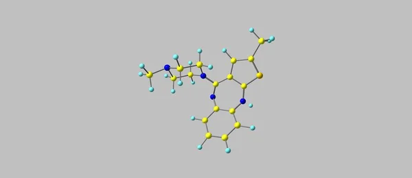 奥氮平分子结构上灰色孤立 — 图库照片