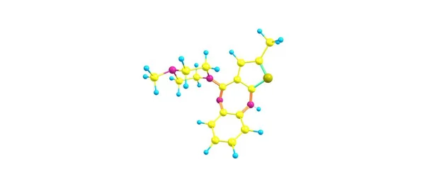白で隔離オランザピン分子構造 — ストック写真