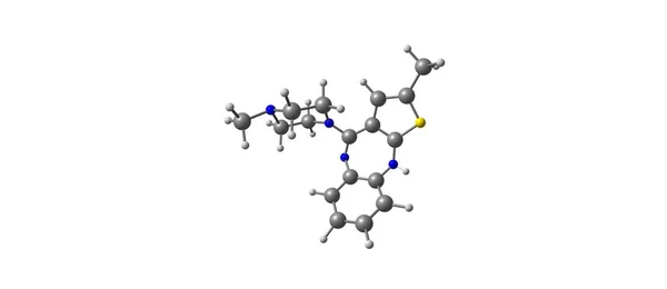 Structure moléculaire de l'olanzapine isolée sur blanc — Photo