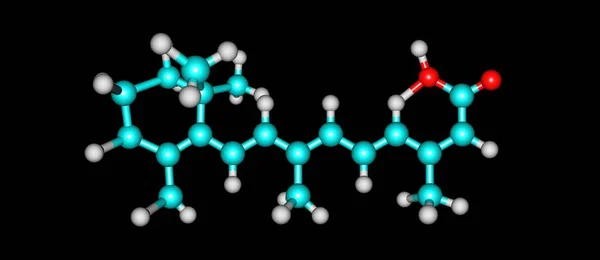 블랙에 고립 된 isotretinoin 분자 구조 — 스톡 사진