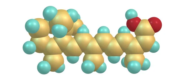 Estrutura molecular da isotretinoína isolada sobre o branco — Fotografia de Stock