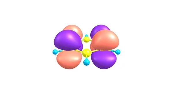 Orbital molecular de benzeno isolado sobre branco — Fotografia de Stock