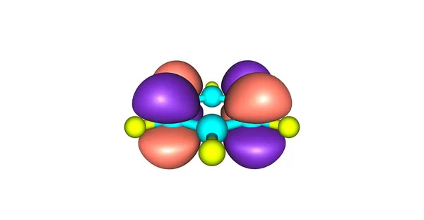 Molekulares Orbital von Benzol isoliert auf weiß — Stockfoto
