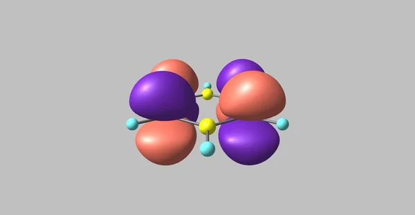 Molekulový orbital benzenu izolované Grey — Stock fotografie