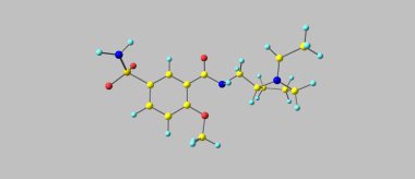 Gri izole Sulpiride moleküler yapısı