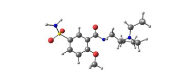 Sulpiride moleküler yapısı üzerinde beyaz izole
