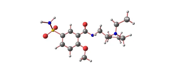 Struttura molecolare solpiride isolata su bianco — Foto Stock