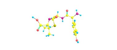 Amoksisilin moleküler yapısı üzerinde beyaz izole