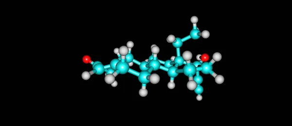 Structura moleculară Levonorgestrel izolată pe negru — Fotografie, imagine de stoc