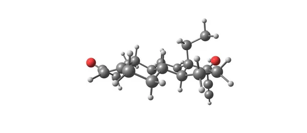 左炔诺孕酮分子结构上白色孤立 — 图库照片