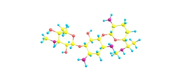 Gentamycyna struktury molekularnej na białym tle — Zdjęcie stockowe