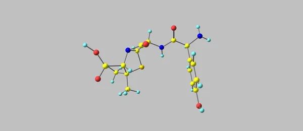 Amoxicillin molekulare Struktur isoliert auf grau — Stockfoto