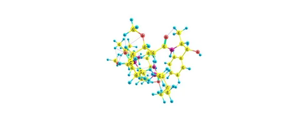 单甲酯 auristatin E 分子结构上白色孤立 — 图库照片
