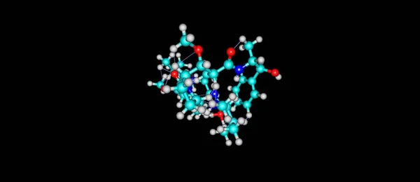 Estructura molecular de monometil auristatina E aislada en negro — Foto de Stock