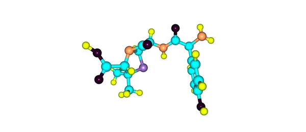 Amoksisilin moleküler yapısı üzerinde beyaz izole — Stok fotoğraf