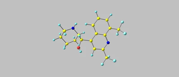 Struttura molecolare di meflochina isolata su grigio — Foto Stock