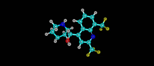 블랙에 고립 된 Mefloquine 분자 구조 — 스톡 사진