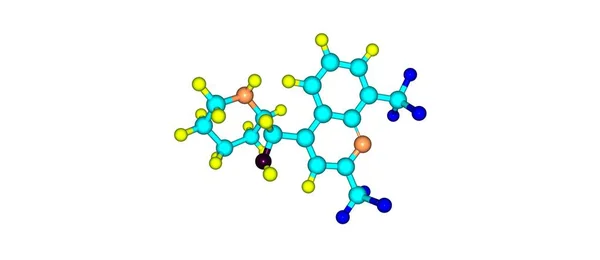 Estrutura molecular da Mefloquina isolada sobre o branco — Fotografia de Stock