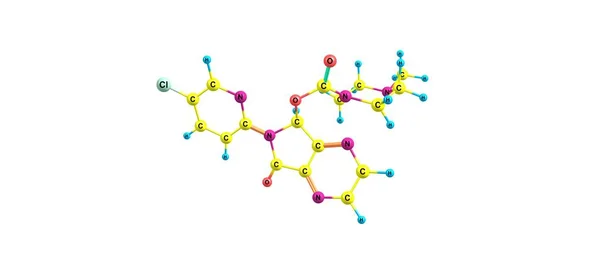 佐匹克隆分子结构上白色孤立 — 图库照片