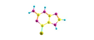 Tioguanine moleküler yapısı üzerinde beyaz izole