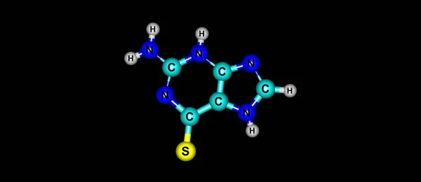 Tioguanine molekylär struktur isolerade på svart — Stockfoto