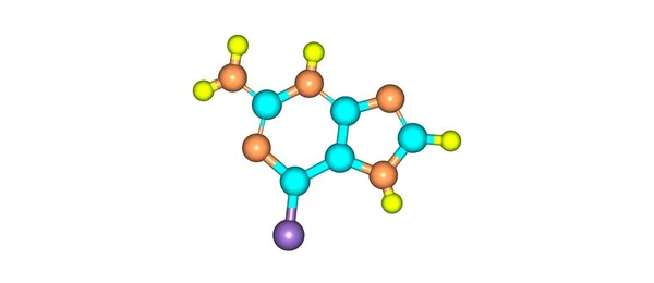 Structure moléculaire de la tioguanine isolée sur blanc — Photo