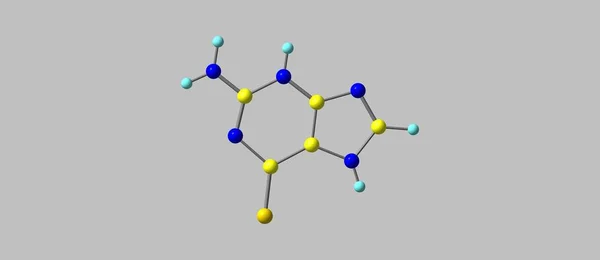 Estrutura molecular da tioguanina isolada em cinzento — Fotografia de Stock