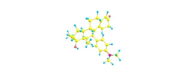 Estrutura molecular de mifepristona isolada em branco — Fotografia de Stock