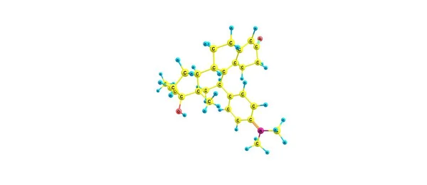 Beyaz izole Mifepristone moleküler yapısı — Stok fotoğraf