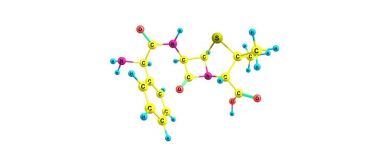 Ampisilin antibiyotik moleküler yapısı üzerinde beyaz izole
