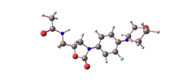 Beyaz izole Linezolid antibiyotik moleküler yapısı