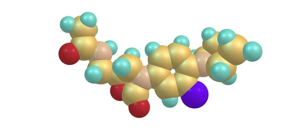 Antibiotikum linezolid molekulární struktura, izolované na bílém — Stock fotografie