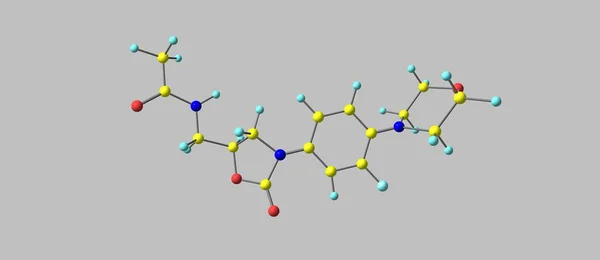 Estructura molecular antibiótica Linezolid aislada en gris — Foto de Stock
