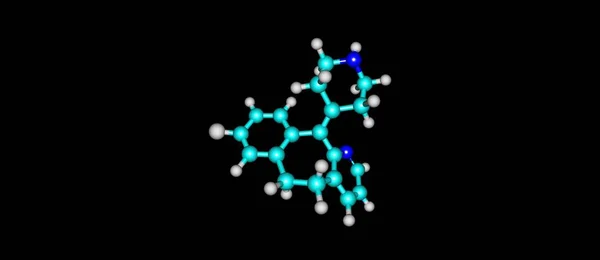 블랙에 고립 된 Desloratadine 분자 구조 — 스톡 사진