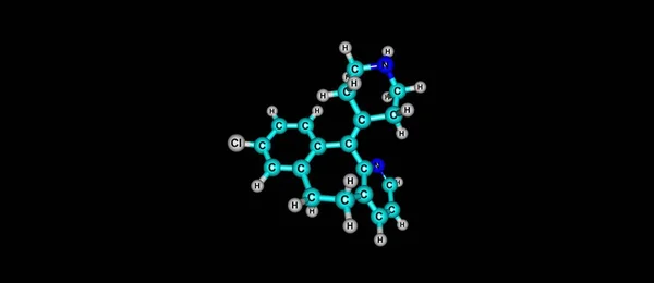 Молекулярная структура деслоратадина изолирована на черном — стоковое фото