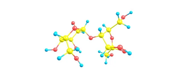 Molekulare Struktur der Laktulose isoliert auf weiß — Stockfoto