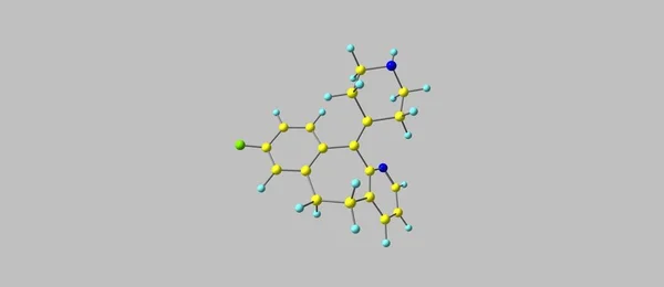 Struktura cząsteczkowa desloratadyny na szarym tle — Zdjęcie stockowe