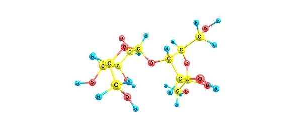 Estrutura molecular da lactulose isolada sobre o branco — Fotografia de Stock