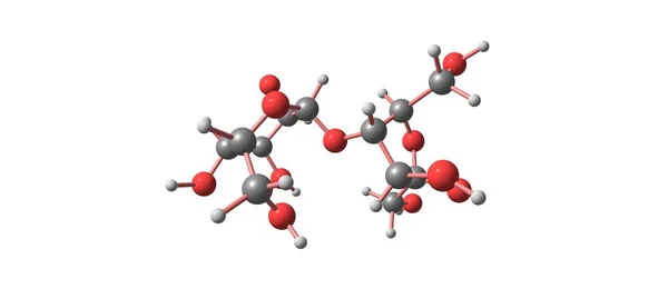 Molekulare Struktur der Laktulose isoliert auf weiß — Stockfoto