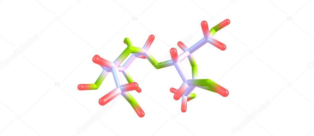 Lactulose molecular structure isolated on white