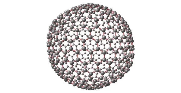 Struktur molekul C720 Fullerene diisolasi pada warna putih — Stok Foto