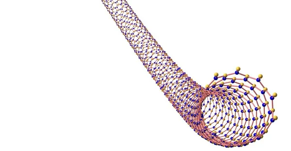 Boru nitrid nanotrubic struktura izolované na bílém — Stock fotografie