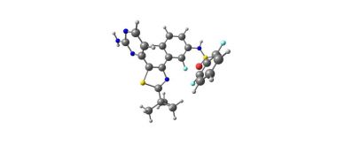Dabrafenib moleküler yapısı üzerinde beyaz izole