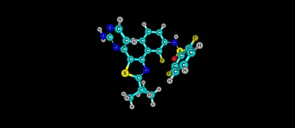 Estrutura molecular de Dabrafenib isolada em preto — Fotografia de Stock