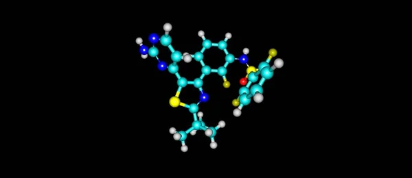 Estrutura molecular de Dabrafenib isolada em preto — Fotografia de Stock