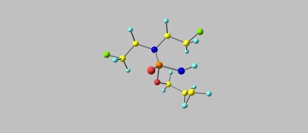 Struttura molecolare della ciclofosfamide isolata su grigio — Foto Stock