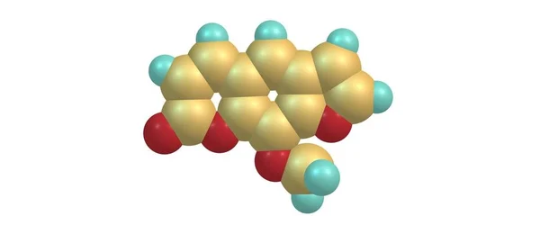 Moleculaire structuur Methoxsalen geïsoleerd op wit — Stockfoto